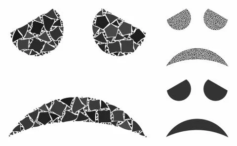 Sad face smiley Composition Icon of Tremulant Parts Stock Illustration