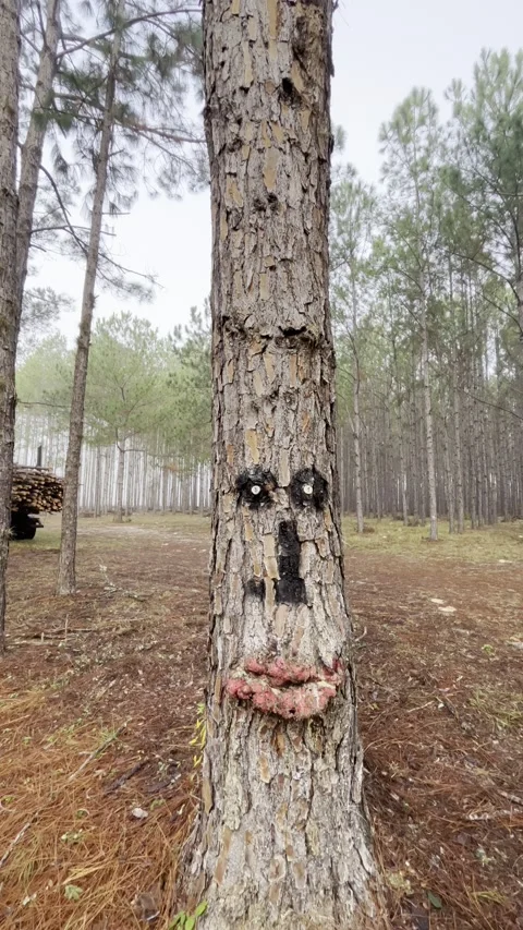 Sad face on a tree Exclusive Stock-Footage 228882166