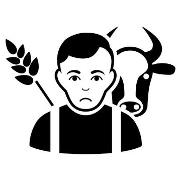 Sad Farmer Black Icon Stock-Illustration