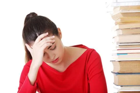 Sad female student with learning difficulties 스톡 사진