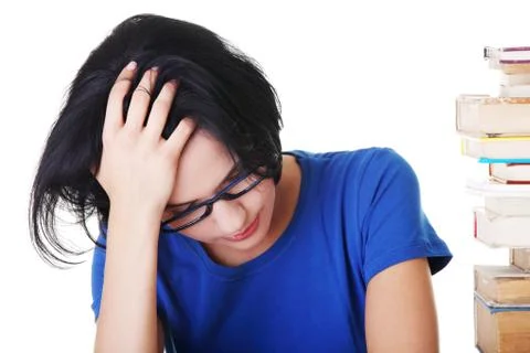 Sad female student with learning difficulties 스톡 사진