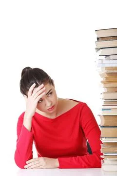 Sad female student with learning difficulties Sad female student with lear... Stock Photos