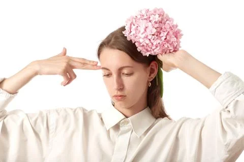 Sad with flower Foto stock