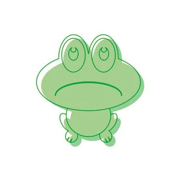 Sad frog cartoon face. Vector Stock Illustration