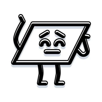 Sad geometric parallelogram shape character crying thinking Stock Illustration