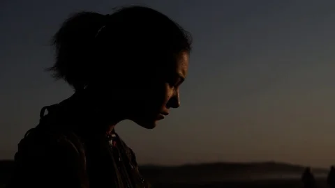 Sad girl on the beach Stock Footage 123199958