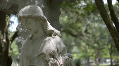Sad Girl Statue Stock Footage 51559896
