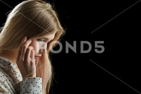 Sad girl thinker Stock Photos