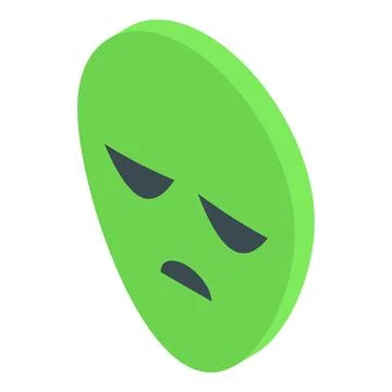 Sad green alien face showing displeasure Stock Illustration