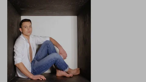 Sad guy limited space Stock Footage 106555339