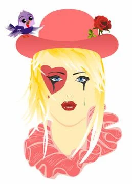 Sad Harlequin hat Stock Illustration