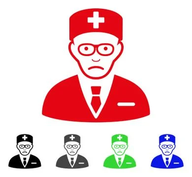 Sad Head Physician Vector Icon Stock Illustration