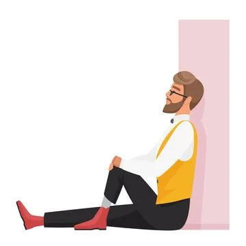 Sad hipster boy thinking Stock Illustration