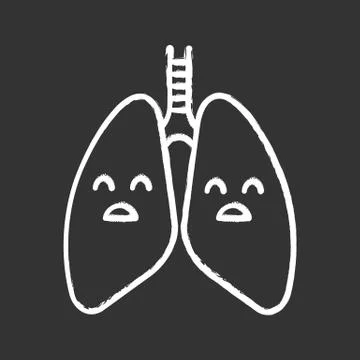 Sad human lungs chalk icon Stock Illustration