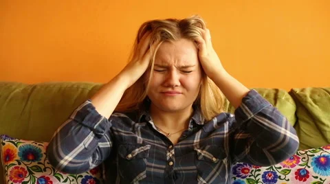 Sad hurt woman's head  Video stock 61303812