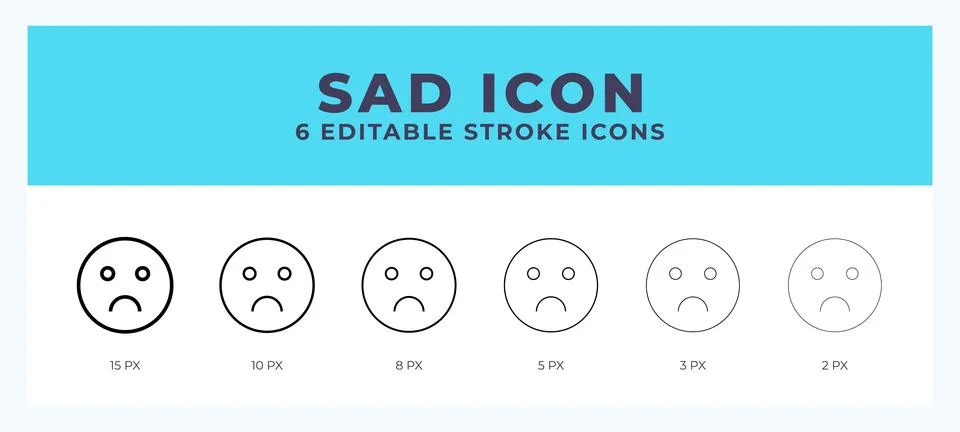 Sad icon illustration vector with editable stroke. Stock Illustration
