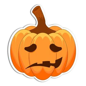 Sad jack-o-lantern pumpkin with droopy eyes and asymmetrical mouth Stock Illustration