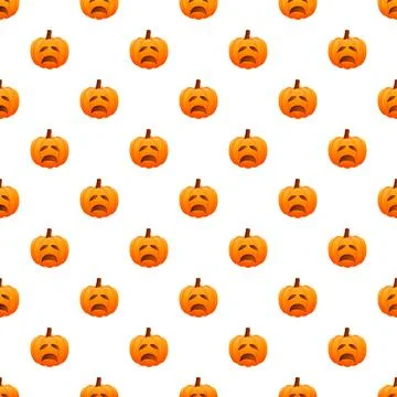 Sad jack o'lantern pumpkin seamless halloween pattern background 스톡 일러스트