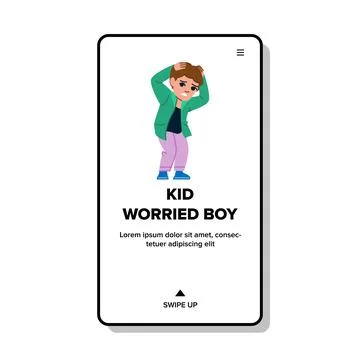 Sad kid worried boy vector Stock Illustration