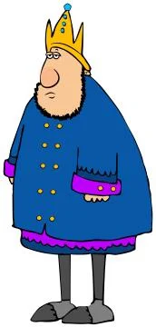 Sad king dressed in blue Stock Illustration