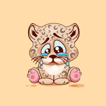 Sad Leopard cub crying Stock Illustration