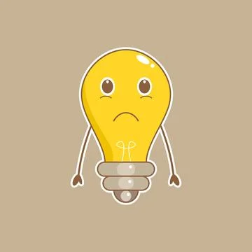 Sad light bulb mascot vector. cartoon character illustration Stock Illustration