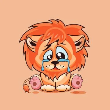 Sad Lion cub crying Stock Illustration