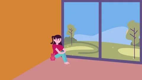 animated sad little girl