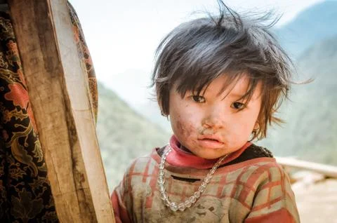 Sad look in Nepal Stock Photos