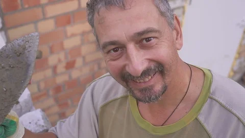 Sad looking builder. Tired builder. Stock Footage 112375238
