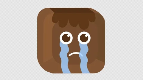 A sad-looking chocolate bar with big eyes and tears streaming down its face. Stock Footage 289364091