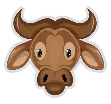 Sad looking cow, illustration, vector on white background. Sad looking cow... Stock Photos