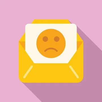 Sad mail icon flat vector. Social media Stock Illustration