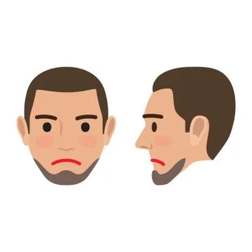 Sad Man Avatar User Pic. Front and Side Head View Stock Illustration