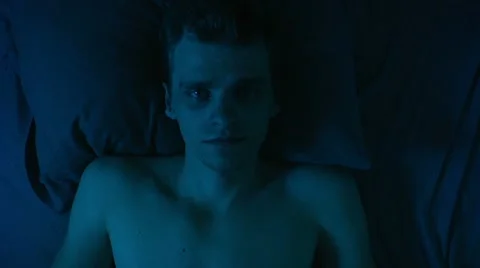 Sad Man on Bed Stock Footage 11211391