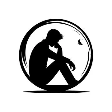 Sad man in a bubble Stock Illustration