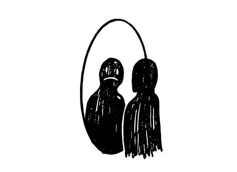 Sad man face reflex on mirror hand drawn stroke isolated on white background. Stock Illustration