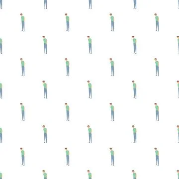 Sad man feeling depression and loneliness seamless pattern Stock Illustration