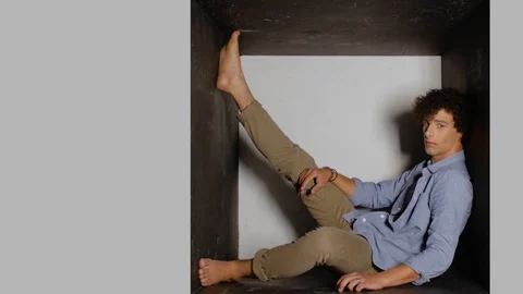 Sad man limited space Stock Footage 106555305