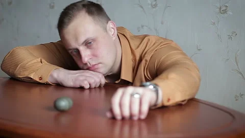 A sad man with problems thinks about something Stock Footage 88001493