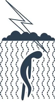 Sad man in the rain Stock Illustration