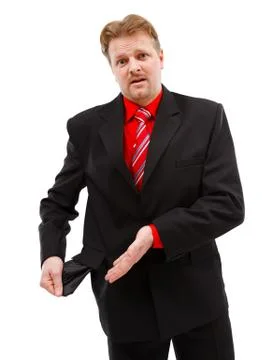 Sad man showing his empty pocket Stock Photos