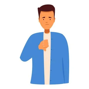Sad man showing thumbs down gesture of disapproval Stock Illustration