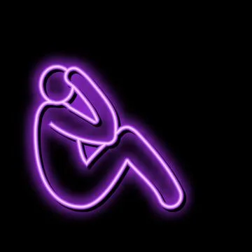 Sad man silhouette neon glow icon illustration Stock Illustration