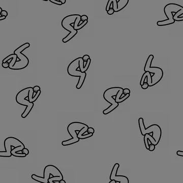 Sad man silhouette vector seamless pattern Illustrazione stock