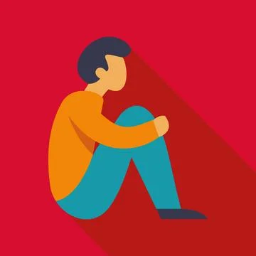 Sad man sitting alone feeling depressed Stock Illustration