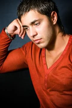 Sad man thinking Stock Photos