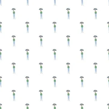 Sad man thinking with storm cloud above head Illustrazione stock