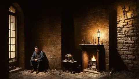 Sad man thinks Stock-Illustration