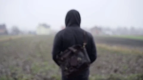 Sad man walking by forest Stock-Footage 71955148